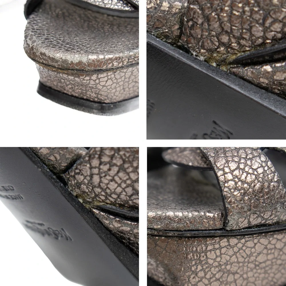 Saint Laurent‎ Tribute Platform Sandals – Metallic  – Size 36.5 EU / 6 US